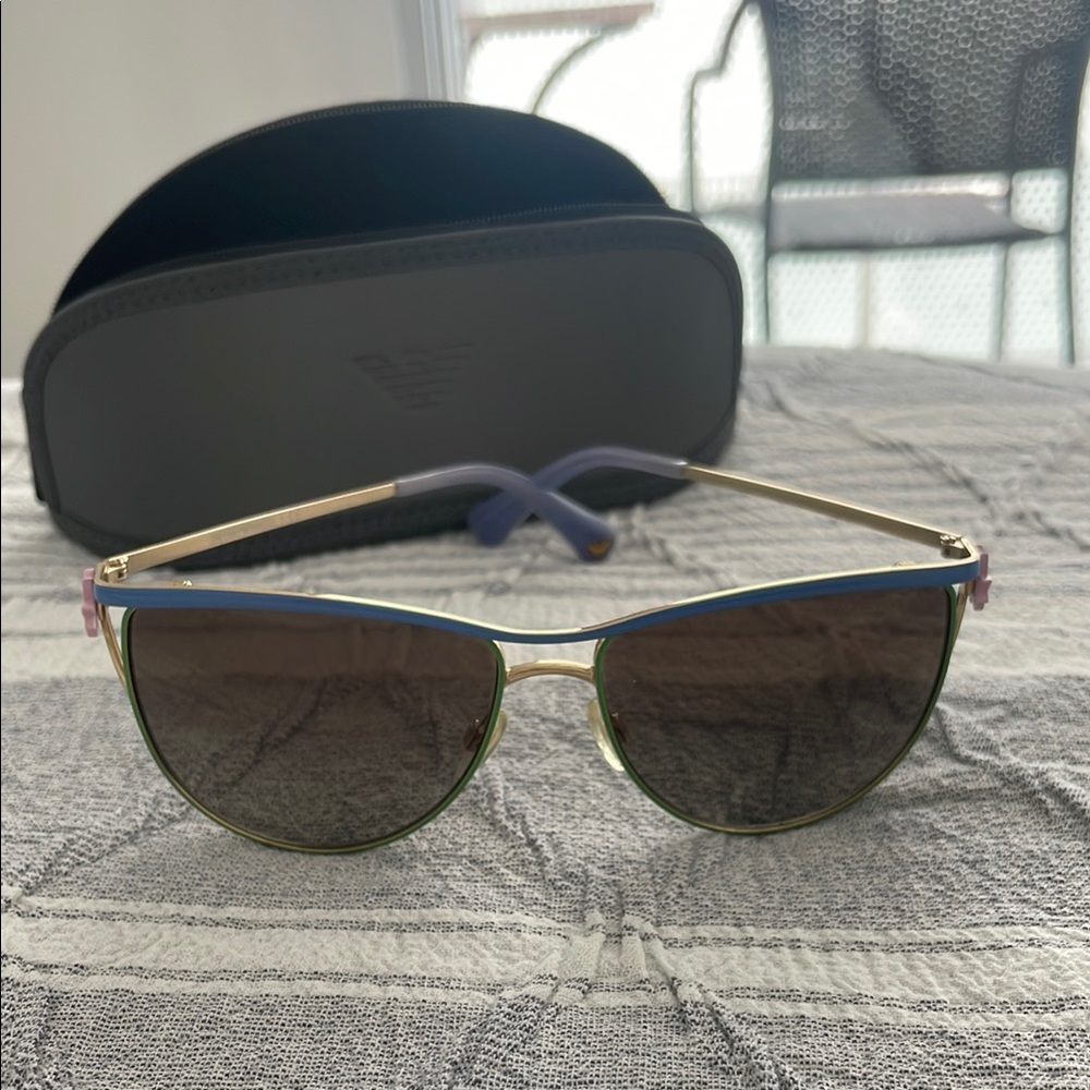 Emporio Armani Gold and Black Sunglasses